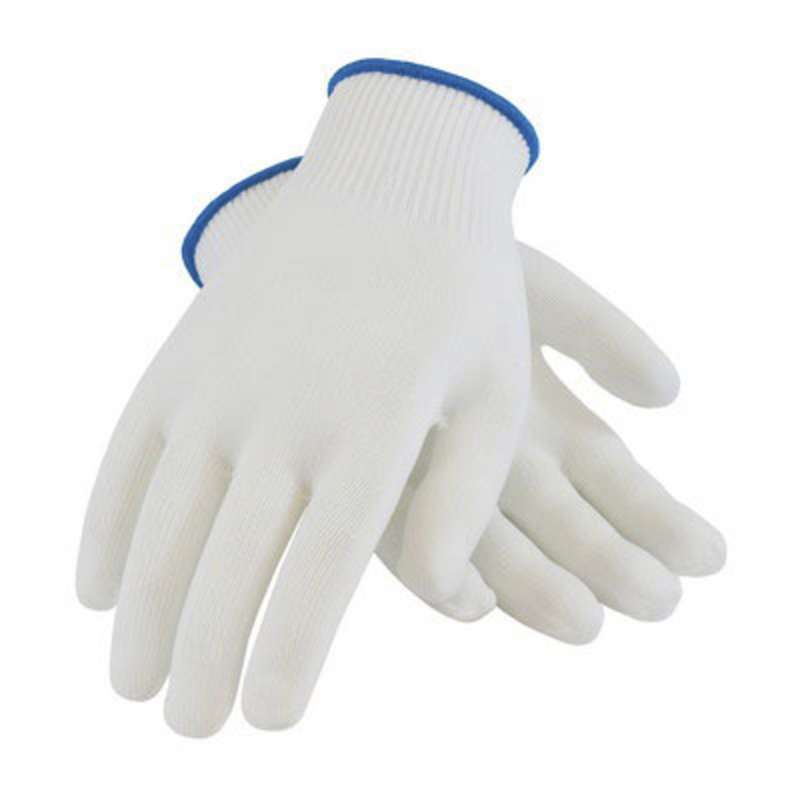 CleanTeam® Light Weight Seamless Knit Nylon Clean Environment Glove, 13 Gauge, Extra Large, White/Bl